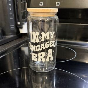 Clear Glass Canister with Bamboo Lid - "In My Engaged Era"
